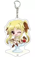 02. Fate Testarossa (ice cream ver.) Mini Character Illustration Decaacrylic Key Holder "Magical Girl Lyrical NANOHA series"