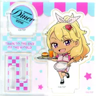 Reimi Hisaka Mini Acrylic Stand Drawing Curtain Deformed American Diner! "Where are you going on the terminal train?"