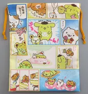 Allover Pattern Pom-Pom-Poms Pudding Team Pudding drawstring bag "Sanrio Character Drivers" with Pudding Gusset
