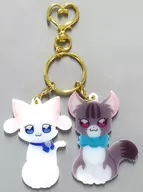 猫屋敷 Yuki Isoya & 猫屋敷 Mayu (estilo gato) Twin Ring Keyring "Wanda Furu Puryua!"