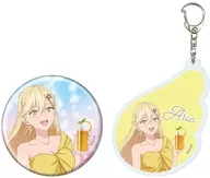 04.喜咲アリア ドレスver.(描き下ろしイラスト) アクリルキーホルダー＆缶バッジセット 「2.5次元の誘惑」