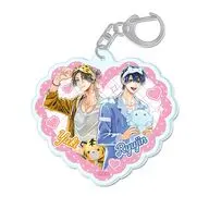 水走龍仁＆菖蒲虎幸 山野でこ先生 描き下ろし アクリルキーホルダー パジャマver. 「しゅきしゅきMAXハート」