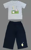 ちいかわ＆ハチワレ＆うさぎ(花畑) パジャマ上下セット ブルー×グレー Mサイズ 「ちいかわ なんか小さくてかわいいやつ×しまむら」