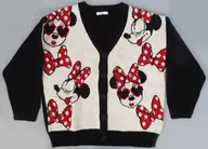 ミニーマウス(総柄) ニットカーディガン 中黒 Mサイズ 「ディズニー×吉田さんち×しまむら」