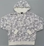 RJ(ジン) カモフラージュ柄ジップアップパーカー ホワイト×グレー XLサイズ 「BT21」