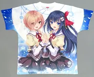塔矢優紀＆四條蘭 両面フルグラフィックTシャツ ホワイト×ブルー Lサイズ 「乙女が結ぶ月夜の煌めき」