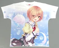 塔矢優紀 両面フルグラフィックTシャツ ホワイト×ブルー Lサイズ 「乙女が結ぶ月夜の煌めき」