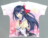 四條蘭 両面フルグラフィックTシャツ ホワイト×ピンク Lサイズ 「乙女が結ぶ月夜の煌めき」