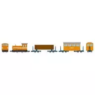 HOゲージ 1/80 ナローゲージ80 猫山森林鉄道 L型ディーゼル機関車(赤色・白帯)+客車+運材車 3両セットB 「鉄道コレクション」 [325437]