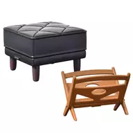 Ottoman + Magazine Rack (Standard Black) "Karimoku 60 Miniature Furniture Ver. 2 Box Version"