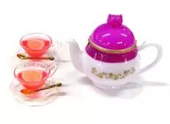 猫的茶壶和透明杯&茶托2组(附勺子)的SET