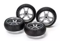 Large V Spoke Narrow Wheel (w / Barrel Tire) 「 Mini 4 wd Upgrade Part Series No. 491 」 [15491]