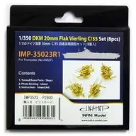 1/350 Alemania, 20 mm C/35 4 cañones automáticos combinados (8 unidades) Piezas de grabado [IMP3523]