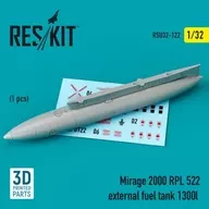 1/32 Mirage 2000 RPL 522 1300 litros Tanque de enriquecimiento, 1 paquete Partes de detalle [RSKU32-0122]