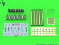 1/24 WWII England RP-3 3 inch (76.2 mm) rocket, 60 pounds SAP heads, late stage type Mk. III launcher (8 pcs) detailing up parts [AM-24-012]