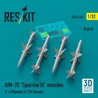 1/32 AIM-7E ”スパローIII” ミサイル (4個入り) ディティールアップパーツ [RSK32-0455]