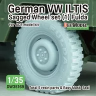 1/35 Working German VW Yltis Self-weight Deformation Tire Set #1 フルダタイプ (for Type183) Detail-Up Parts [DW35169] for four wheel Small Military Vehicle