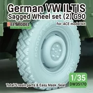 1/35 Working Germany VW Yltis Self-weight deformation tire set #1G90 type (for ACE) for four wheel drive small military vehicle (Type183) Detail-up parts [DW35170]