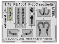 1 / 48F-35C Seat Belt (Stainless Steel) (for Tamiya) "ZOOM Series" Etching Parts [EDUFE1504]