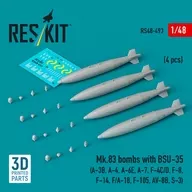 1/48 MK. 83 1,000 Pound Bomb w/BSU-35 Fin (Air Force Type) (4 Pieces) Detail-Up Parts [RSK48-0493]