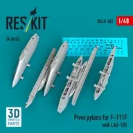 1/48 F-111F Inner Pylon w/LAU-105 Launcher (4 Pieces) Detail-Up Parts [RSK48-0502]