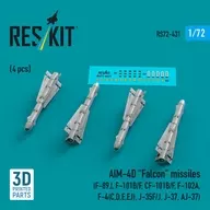 1/72 AIM-4D Falcon Infrared Guided Air-to-Air Missile (4 Pieces) Detail-Up Parts [RSK72-0431]