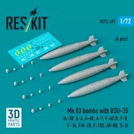 1/72 MK. 83 1,000 Pound Bomb w/BSU-35 Fin (Air Force Type) (4 Pieces) Detail-Up Parts [RSK72-0493]