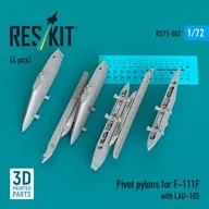 1/72 F-111F Inner Pylon w/LAU-105 Launcher (4 Pieces) Detail-Up Parts [RSK72-0502]