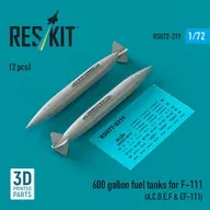 1/72 F-111A/C/D/E/F, EF-111 600 Gallon Tank (2 Pieces) Detail-Up Parts [RSKU72-0219]