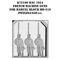 1/72 WW. II French MAC 1934 7.5 mm Air Machine (3 pcs) Detailed Up Parts [MHZK72100]