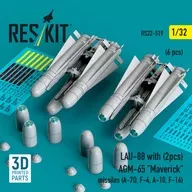 1/32 AGM-65 Maverick Missiles (6) w/LAU-88 Triple Launcher (2) Detail-Up Parts [RSK32-0519]