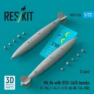 1/72 Mk. 84 2000 Pound Bomb w/BSU-36/B Fin (Air Force Type) (2 Pieces) Detail-Up Parts [RSK72-0524]