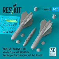 1/72 AGM-62 ”ウォールアイI” ER 誘導滑空爆弾 (2個入) w/AN/AWG-16 データリンクポッド ディティールアップパーツ [RSK72-0532]