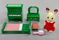 4. My Room Furniture Set & Chocolat Rabbit Girl "Sylvanian Families Connecting Room Series 16 Green Furniture and Beautiful Room"