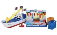 Abundância de peixes! Conjunto de barcos de pesca