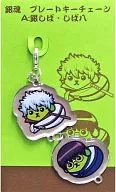 A : Cadenas de llaves de ocho placas de plata y cuatro placas "Gintama x Mameshiba"