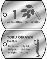 8. Toru Oikawa Dog Tag "Haikyu!!!"
