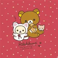 リラックマ＆コリラックマ(レッド) はんかち 「一番くじ リラックマ のんびりネコテーマ」 F賞