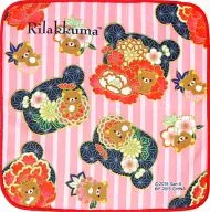 リラックマ(ピンクストライプ) 和モダン柄ハンドタオル 「一番くじ リラックマ ～和モダン びより～」 I賞