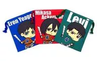 エレン＆ミカサ＆リヴァイ 巾着セット(3個セット) 「進撃の巨人・ザ・リアル」 ユニバーサル・スタジオ・ジャパン限定 