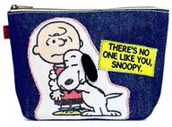 Snoopy & Charlie Brown Patch Denim Makeup Pouch "PEANUTS (Snoopy) ×EDWIN"