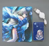 插圖(背景藍色)鼠標SET(鼠標墊和鼠標)"Le reve du papillon"