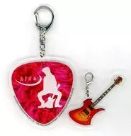 Hide Guitar x Pick Double Acrylic Plate Key Holder (Pink x Silhouette) Sega Limited