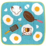 Nyanko-sensei (Fried Egg / Background : Blue) / Print Towel Hand Towel "Ichiban KUJI Natsume's BOOK of FRIENDS ~ Nyanko-sensei Kitchen ~" D Prize