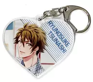 (x) Ryunosuke (White Background) "Idolish Seven Inana Hiyori Trading Heart-Shaped Acrylic Key Holder TRIGGER + Re : Vale Ver."