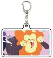 Lion (pink background) "African Salaryman Acrylic Key Holder 01"