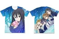 中野梓＆軽音部 フルグラフィックTシャツ ブルー×ホワイト XLサイズ 「けいおん!!」 TBS ishop限定