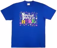 Sphere-sphere-spring T-shirt A Blue XL size "Spring Party is HERE!"