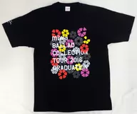 Miwa Deca T-shirt A (patrón floral) negro tamaño libre "Miwa" ballad collection tour 2016 ~ graduation ~ "