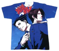成歩堂＆御剣 メモリアルTシャツ ブルー フリーサイズ 「逆転裁判15周年 特別法廷」 宿泊プラン限定特典